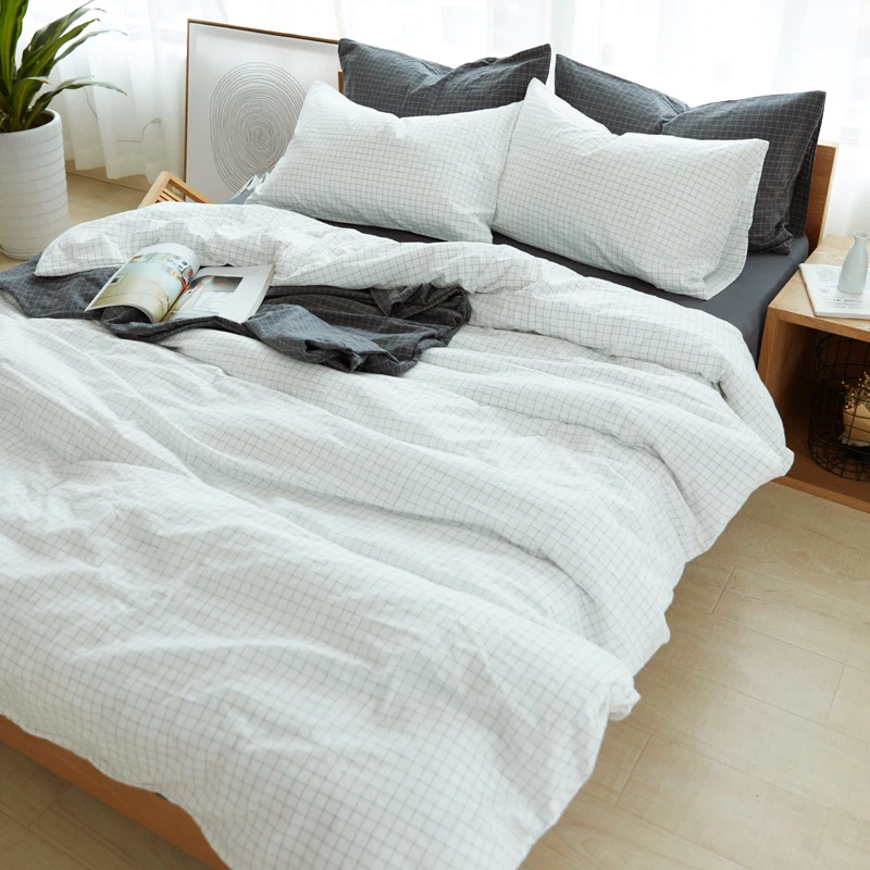 

No printing washing cotton four piece set of pure cotton quilt cover sheet fitted sheet single double 1.5m1.8 bedding