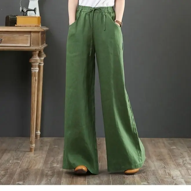 

[pure cotton] 2021 spring and summer literature and art women's pants with cotton and hemp hand feel