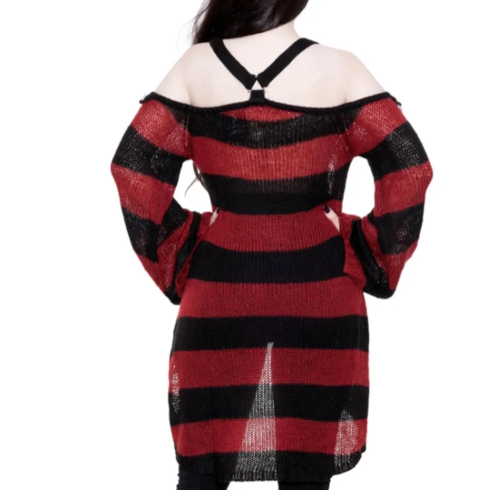 

Fashion Summer New Stripe Strapless Sexy 2021 Western Style Gothic Sweater Hipster Designer One Shoulder Long Sleeve