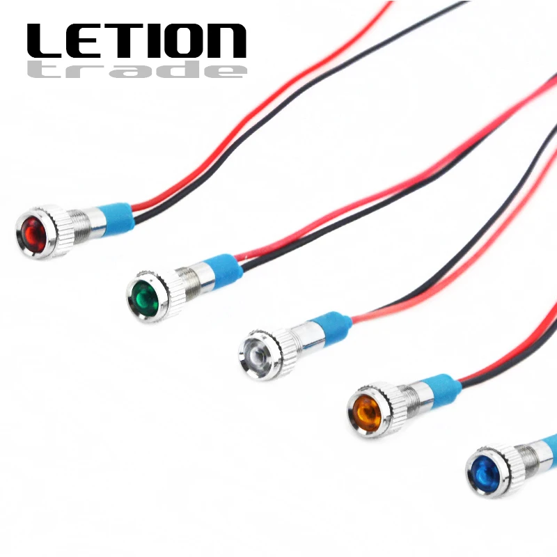 5 шт. в партии 6 мм Водонепроницаемый светодиодный металлический Индикатор Пилот