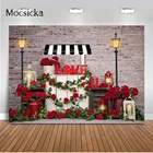 Фон для фотографирования новорожденных с изображением красных роз и цветов на День святого Валентина