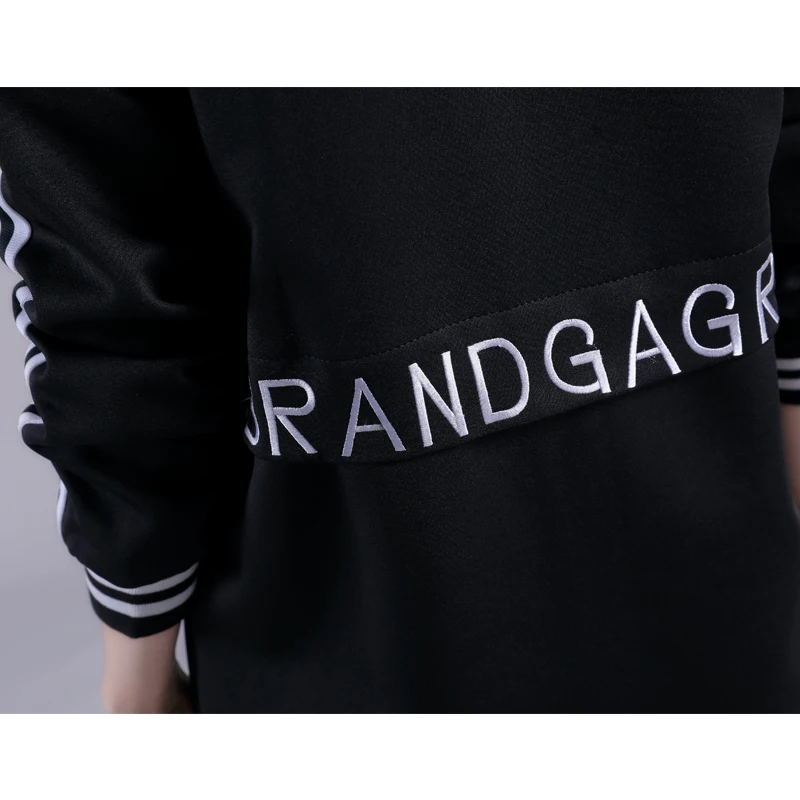 Черный Повседневный Блейзер Свободное пальто женский длинный стиль