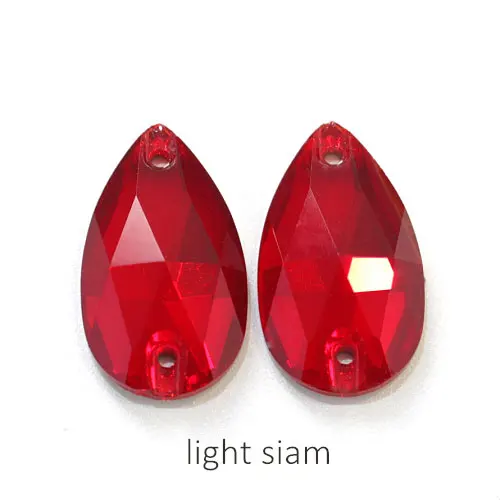 Light Siam 11x18 мм Красочные 24 цвета лучшее качество пришить стразы каплевидной формы бутик стекло Flatback пришить декоративные камни для одежды F0051 - Цвет: Light Siam