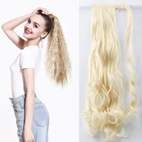 lihui 24long synthetic curly straight ponytails for women natural clip in ponytail hair extension hairpieces blonde fake hair