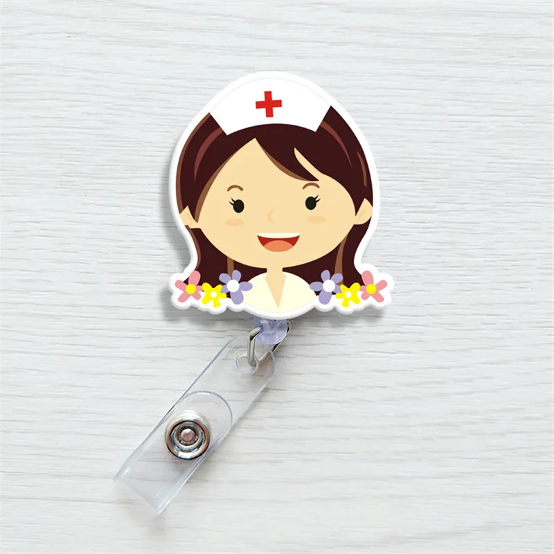 1 шт. милый мультфильм мини раскладной держатель для бейджа медсестры ремешки