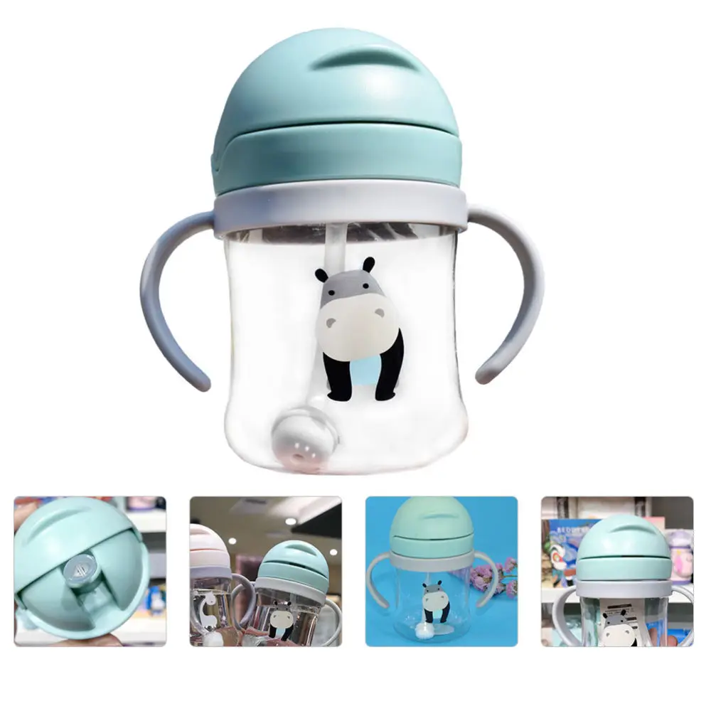 

1pc Water Drinking Bottle Double Handle Straw Water Cup for Kids Baby
