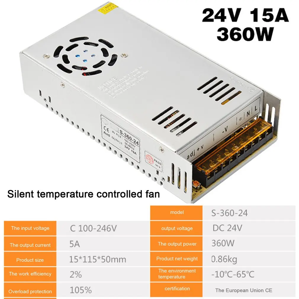 

Switching Power Supply DC24V 1A 2A 2.5A 3A 4.5A 5A 6.5A 8.3A 10A 12.5A 15A 16.5A AC 220V to DC24V AC-DC 24V for 24V LED Strip