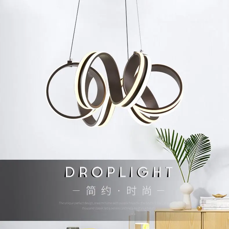 

Современная простая Светодиодная лампа для гостиной, креативная спиральная Люстра для ресторана, индивидуальная железная настольная люст...