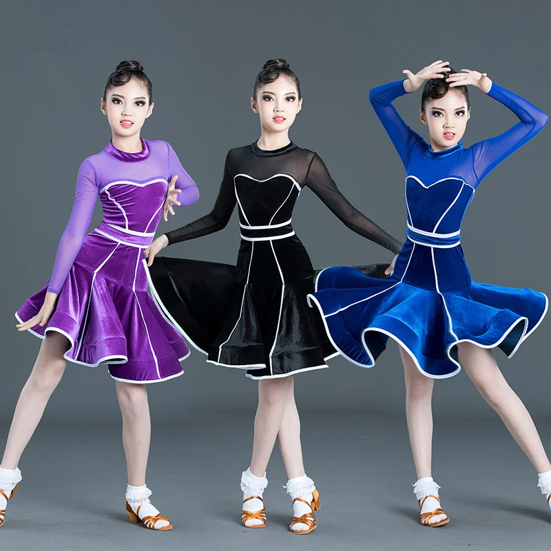 

3Colors Children's Day Latin Dance Dress Kids Dresses for Girls Cha Cha Rumba Samba Jive Vestidos Dance Costume Ballrom Dancing