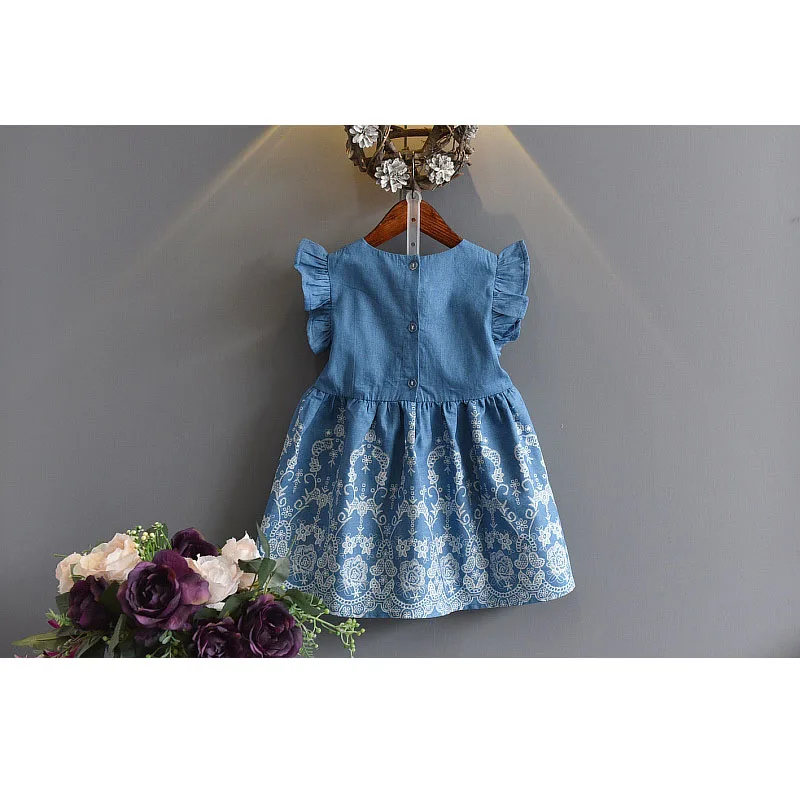 LOVE DD&MM Girls Clothing Dresses 2022 Summer New Girl Fashion Cowboy Embroidered Pure Color Dress | Детская одежда и обувь