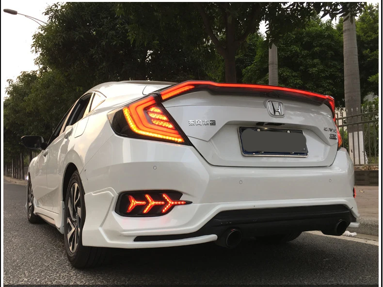 Светодиодный красный Копченый задний фонарь для Honda Civic 10th хвост светильник s 2016