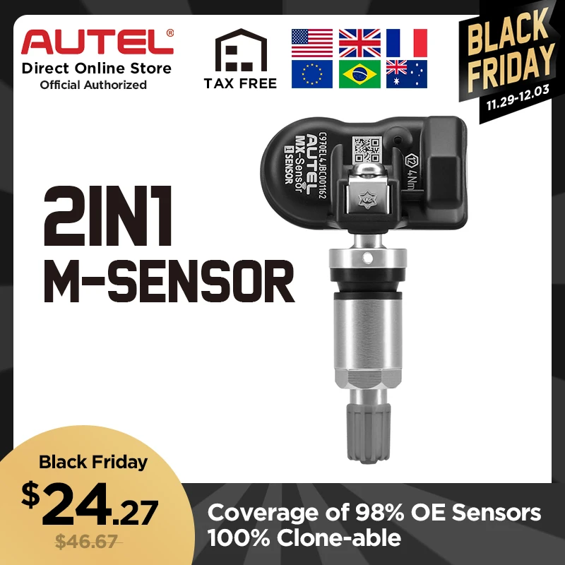 AUTEL TPMS сенсор 2 в 1 433 и 315 МГц MX-sensor Универсальный автоматический закручивающийся Программируемый датчик OE уровня контроль давления в шинах