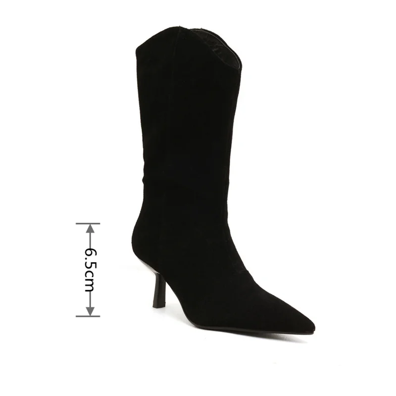 

Mstacchi Thin Heels Genuine Leather Sexy Pointed Women High Heel Boots 2020 New Solid Color Classics Madam Shoes Femmes Bottes