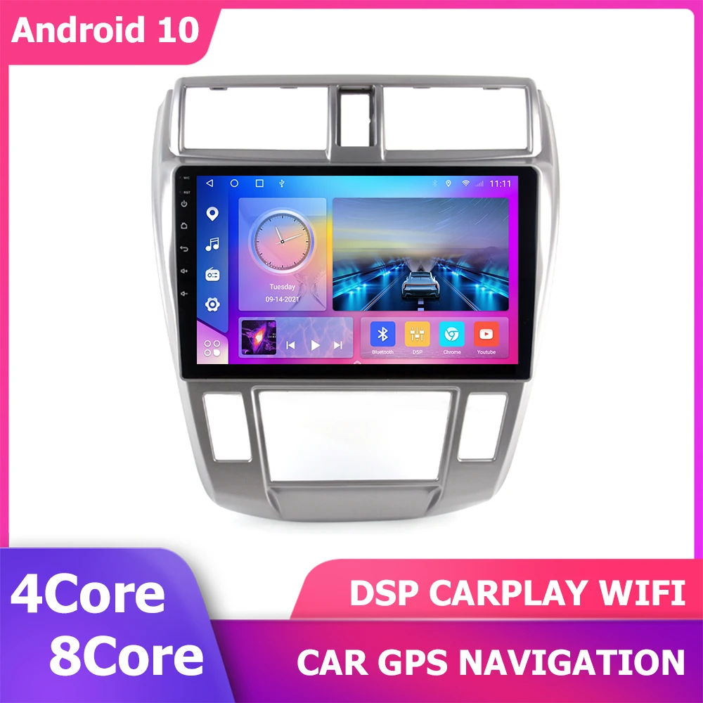 

Автомобильный GPS-плеер DSP CarPlay 10 дюймов для HONDA CITY 2008-2013, Android-навигация, радио, мультимедиа, 8-ядерный, Авторадио СБ Navi, 6 + 128 ГБ