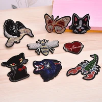 30pcslot luxury embroidery patch dragonfly squirrel wolf eagle scorpion bee butterfly clothing decoration iron heat transfer