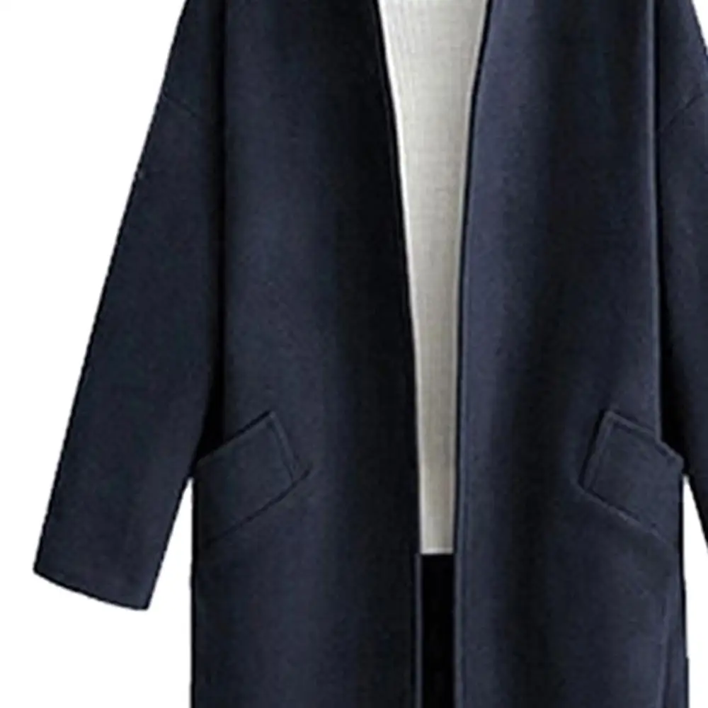 2019 женское Шерстяное модное осеннее зимнее однотонное пальто с длинным рукавом и