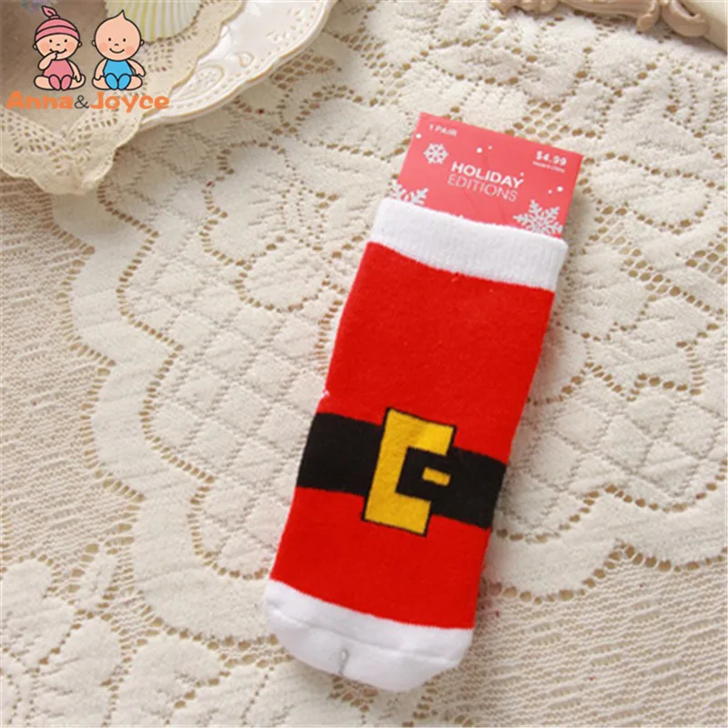 6 пар/лот крестины Рождественский подарок теплые Детские носки с принтом Санта