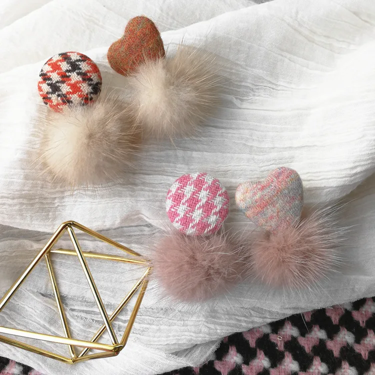 Новые темпераментные Серьги из меха норки плюшевые серьги с рисунком гусиные