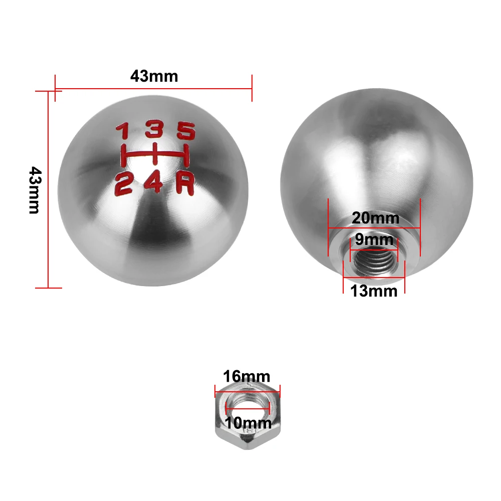 

Universal For Car 5/6 Speed Manual Transmission M10x1.5 Thread Shifter Lever Handle Gear Shift Knob Ball Car-styling