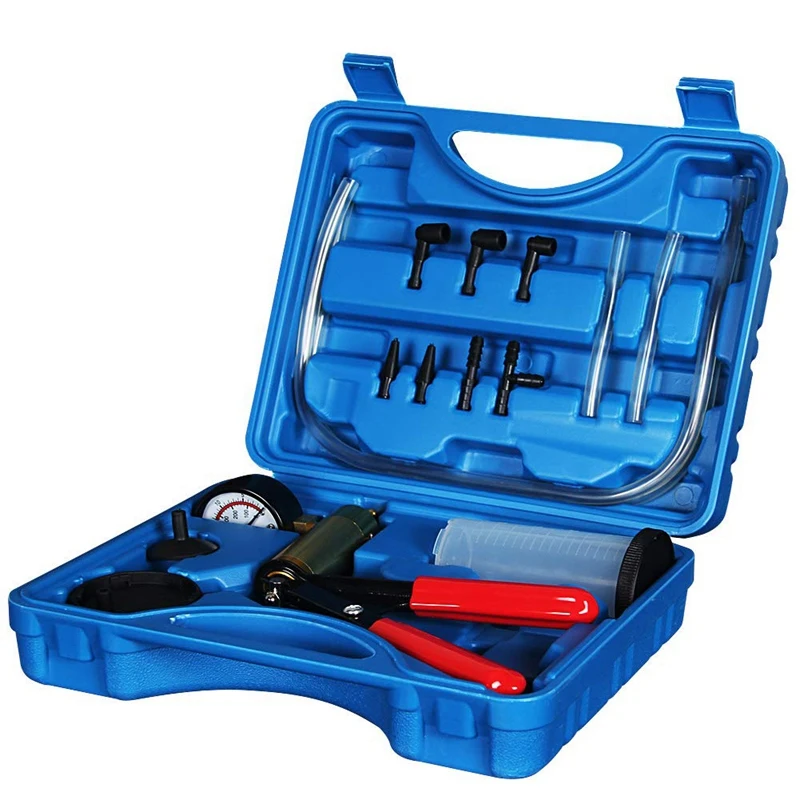 2 In 1 Brake Bleeder Kit Hand Held Vacuum Pump Test Set For Automotive With Sponge Protected Case Adapters One-Man And Clu | Автомобили и