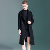 double sided 100 wool coat womens mid length 2021 autumn european style loose mothers cocoon woolen coat female slim high end