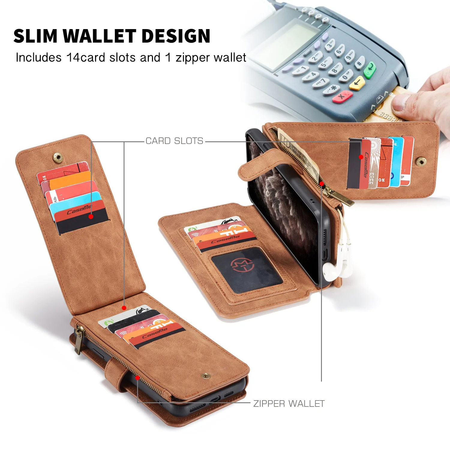 

Suitable for Iphone12 6.7-Inch Wallet Xsmax Mobile Phone Case Multi-Function Card Holder