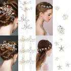 Свадебные аксессуары для волос для невесты тиары хрустальные заколки для волос и головные уборы шпильки для волос с белым листом жемчугом Ювелирные изделия-U-образная шпилька для волос