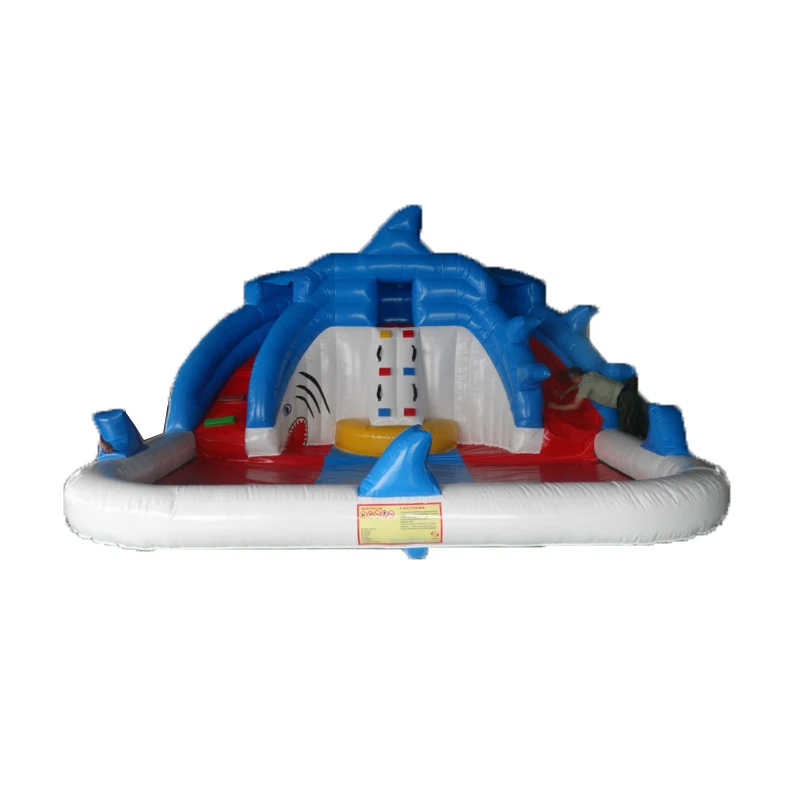 Inflatable children water slides shark slider inflatable slide with separate pool | Спорт и развлечения