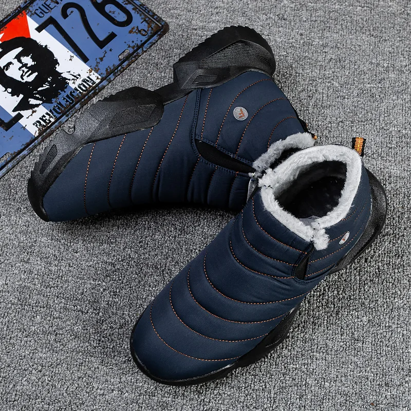 Мужские зимние ботинки Плюшевые короткие сапоги Нескользящие Уличная обувь для