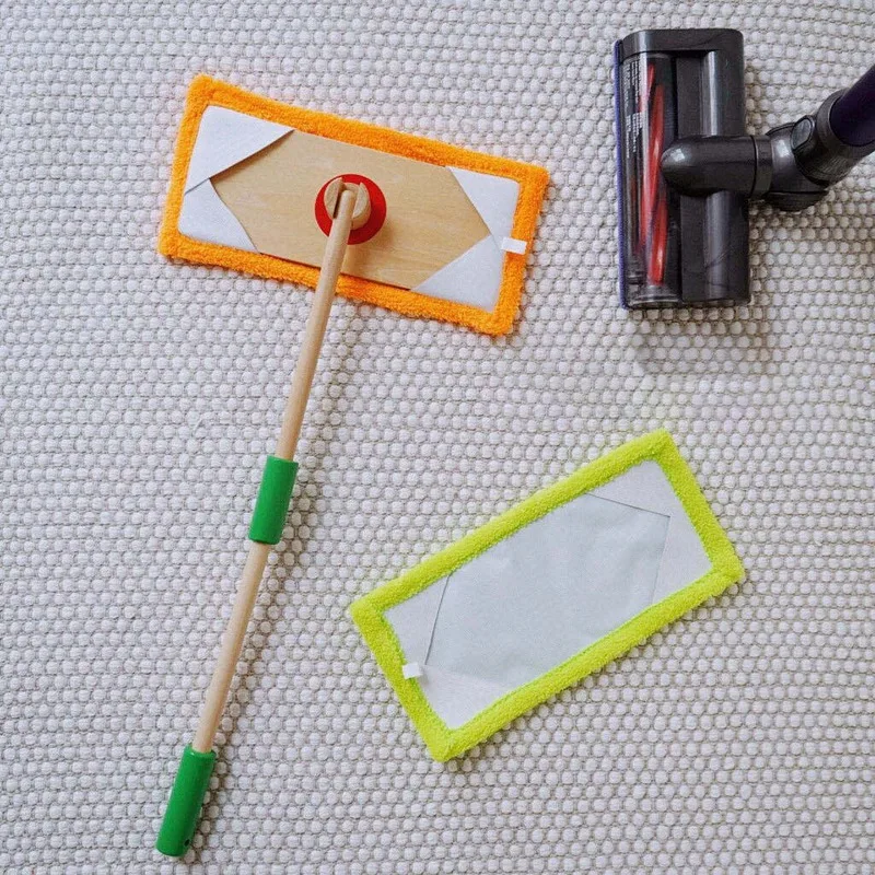 

Kids Housework Tool Toys Wooden Pretend Play Cleaning Broom Simulation Mop Rag Set Educational Toys for Children Gift