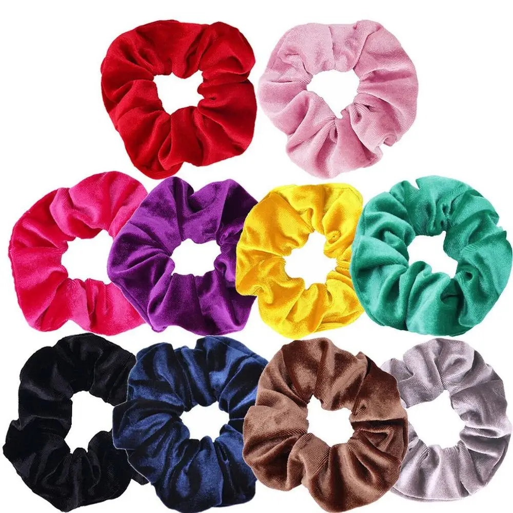 10pcs dark colour ZMASEY 10 шт./лот 45 цветов(можно выбрать) бархатные резинки для женщин девочек эластичные волосы резиновые ленты аксессуары для галстука резинка для волос - Цвет: 10pcs dark colour