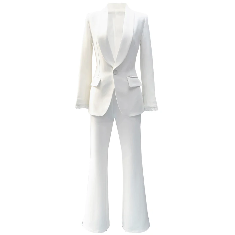 

Women Suits Set For Work OL Stylish Office Ladies Formal Business Clothes Blazer Jacket Wide Leg Pants Elegant Pansuits