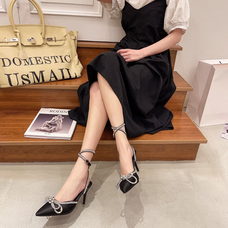 

Sandals Straps Female Shoe Espadrilles Platform High Heels 2021 Women's Girls Stiletto Lacquered High-heeled Beige Rhinestone B