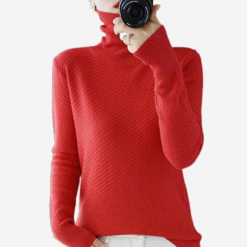 

Turtleneck Sweaters Long Sleeve Solid Color Autumn Winter Female Fashion Casual Jumper Basic Soft Knitted Tops