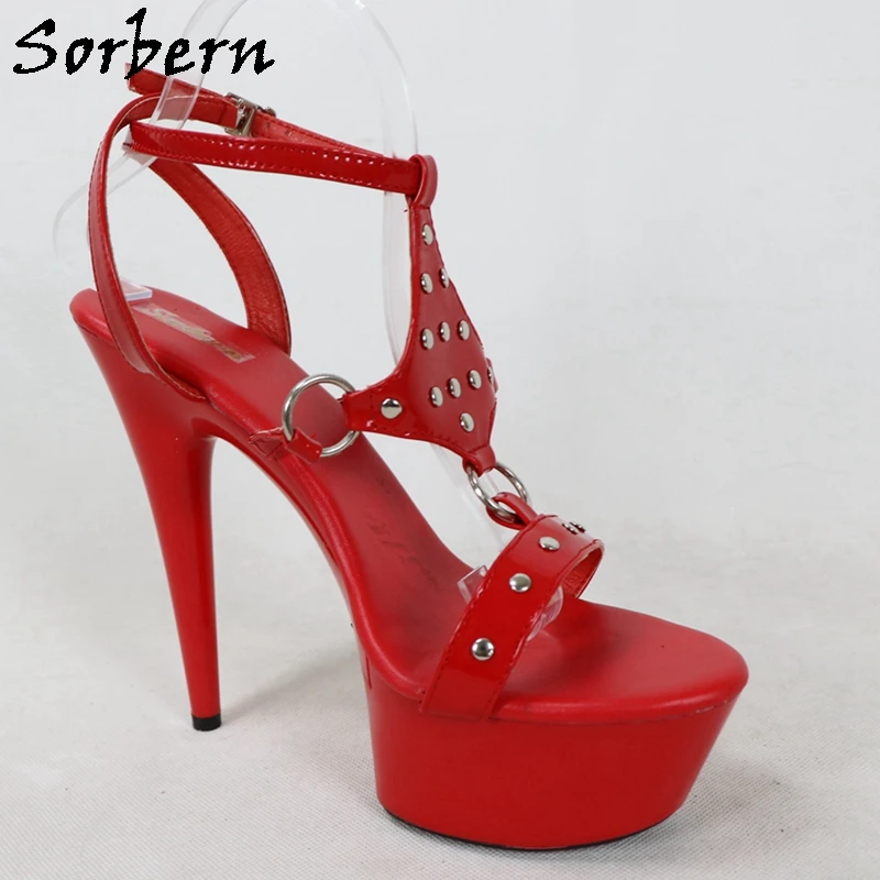 Sorbern/босоножки с ремешками на лодыжках высокой платформе красные каблуки