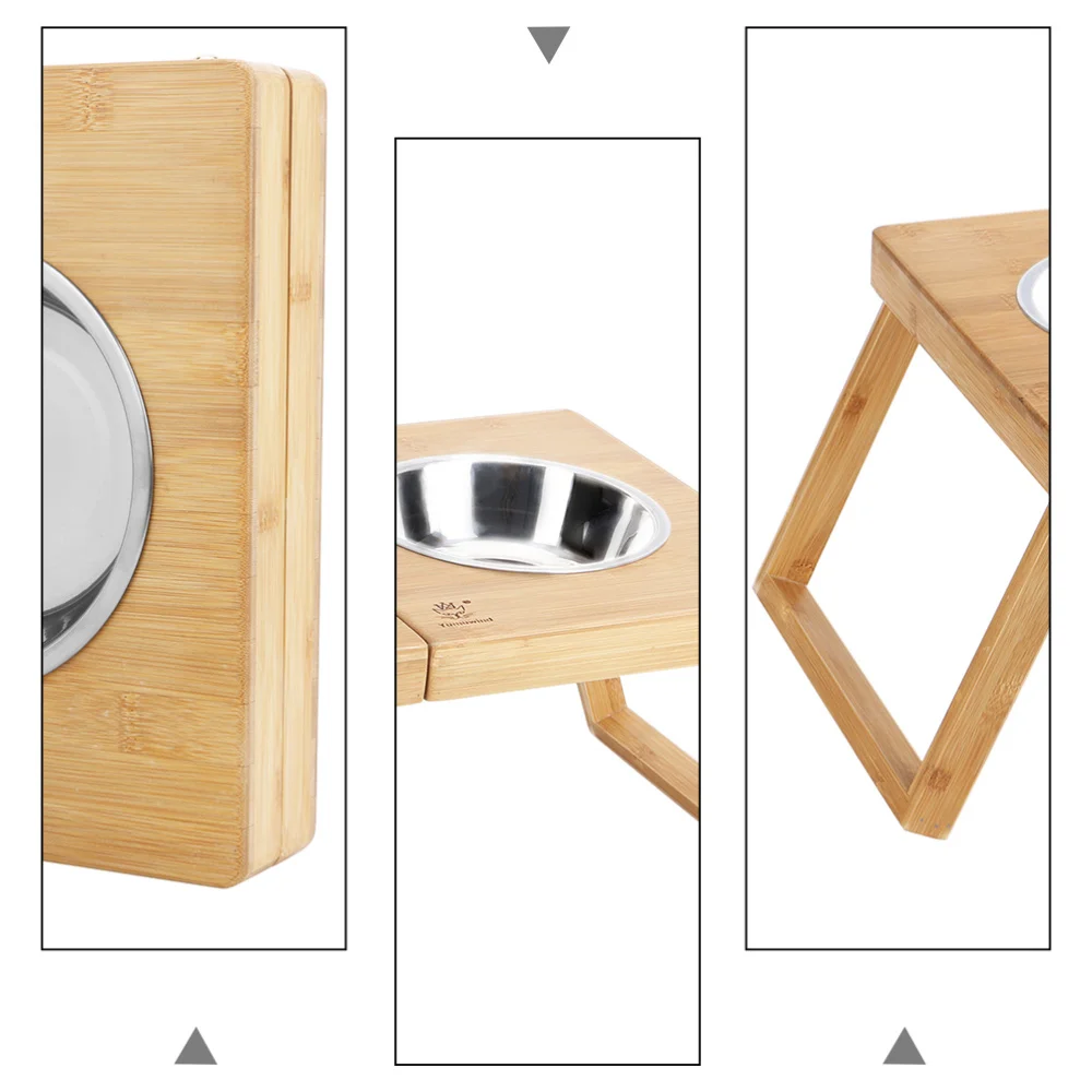 

1pc Stainless Steel Pet Food Bowl Pet Food Bowl Rack Folding Dual-bowl Rack