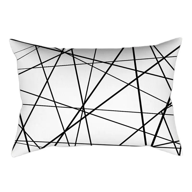 

Pillowcase 30X50cm Black White Geometry Nordic Car Sofa Bed Decorative Home Polyester Peachskin Pillow Cover Waist Pillow Case