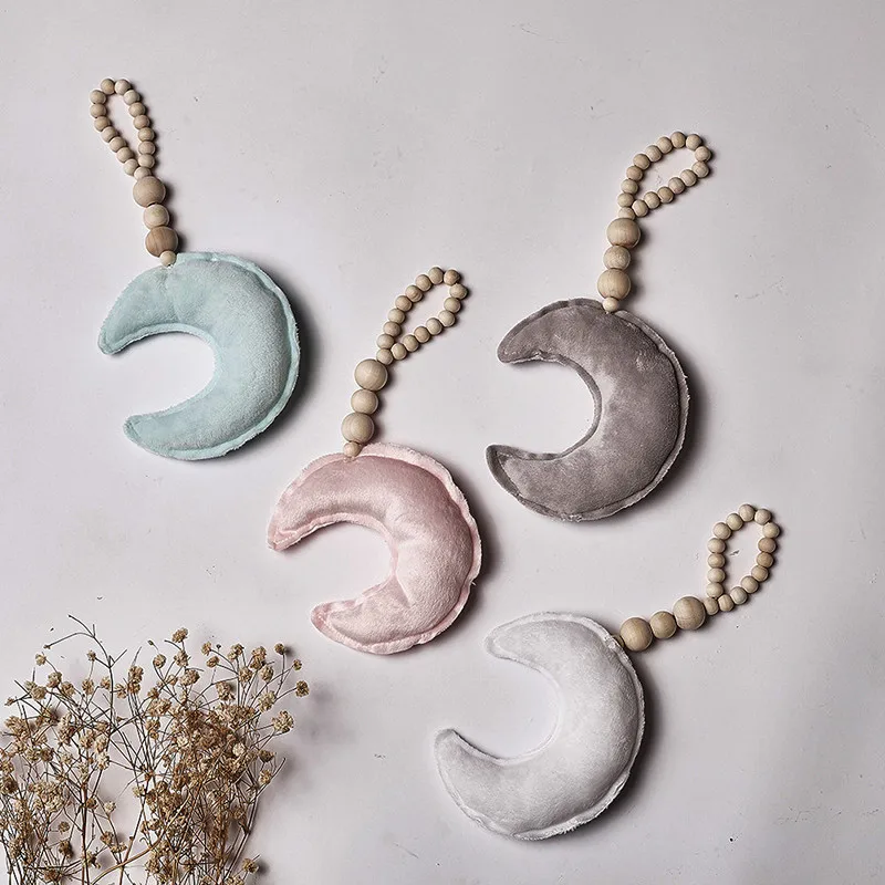 INS в скандинавском стиле деревянные бусины орнамент форме Луны украшение для