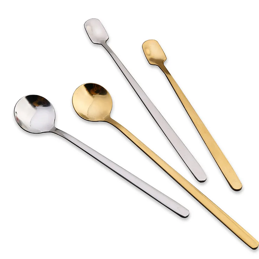 

Stainless steel spoon Creative golden round spoon Coffee spoon Long handle ice spoon Stirring spoon Honey spoon Dessert spoon