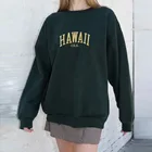 Осенние толстовки большого размера с буквенным принтом, свитшоты, женские зеленые пуловеры с длинным рукавом, топы, хипстерская уличная одежда, женские толстовки