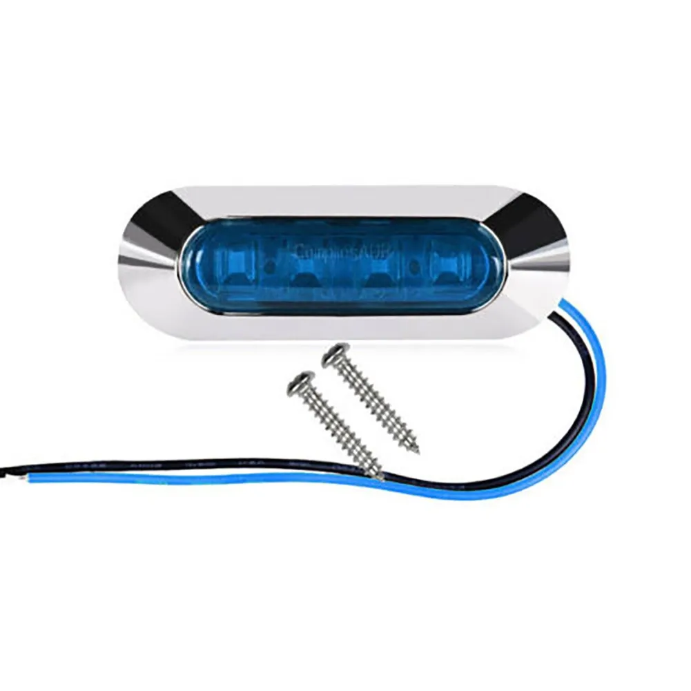 

4 LED Side Marker Lights Blue Clearance DC 12V-24V Lamp Lorries Truck Universal