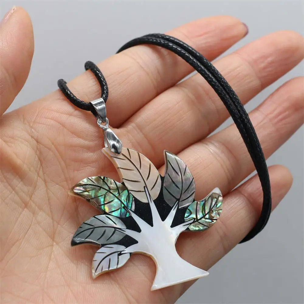 Ожерелье из натуральной искусственной кожи, подвеска из ракушек, дерева жизни, ожерелья для женщин и мужчин, ювелирные изделия