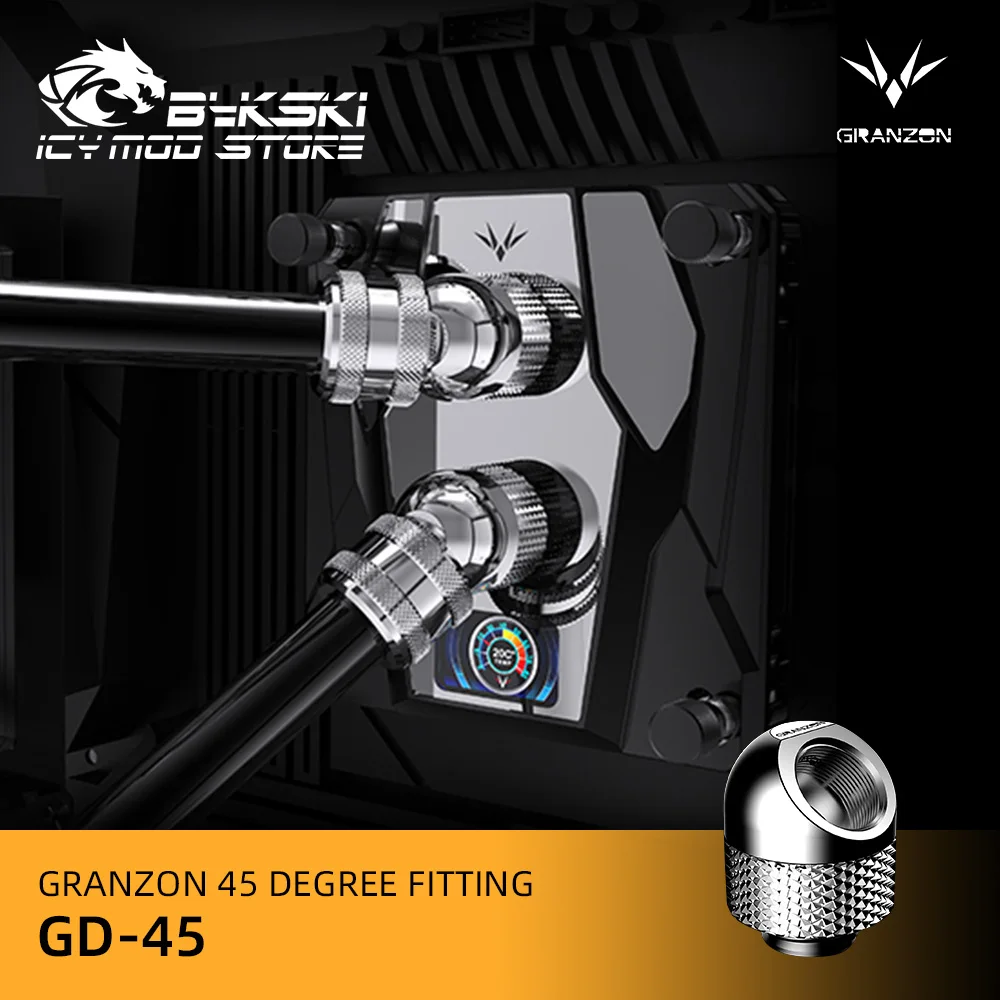 

Bykski Superb Series Granzon 45 Degree Fitting Black Silver G1/4 Rotary Connector PC Water Cooling System Copper Elbow GD-45