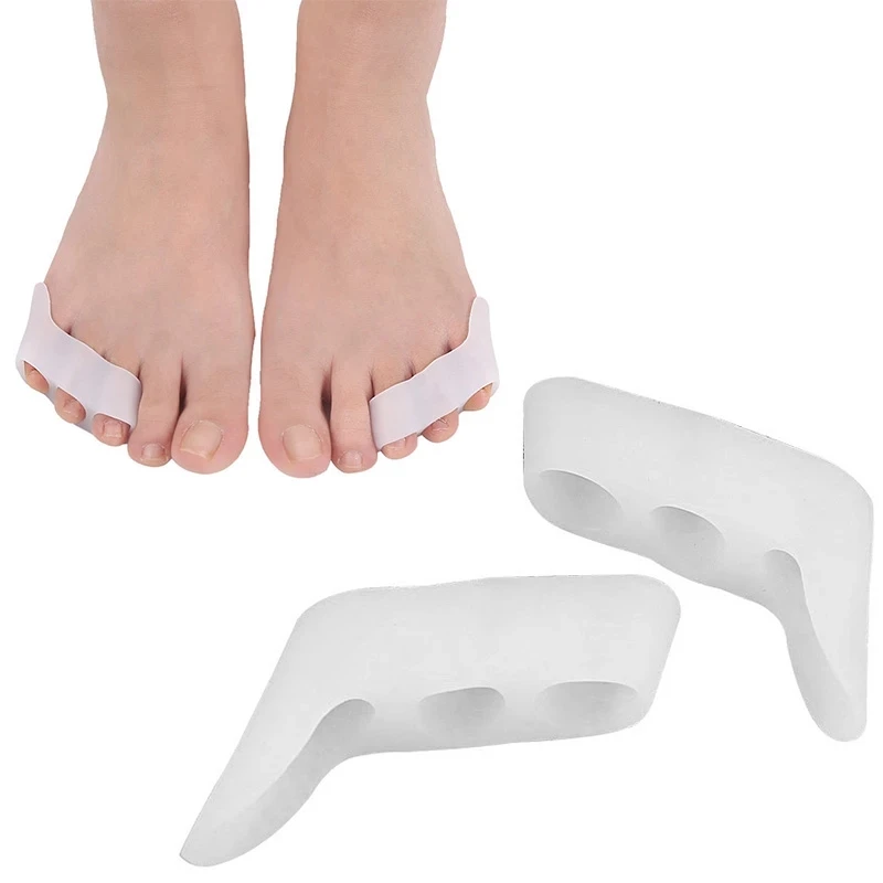 

2pcs=1pair Silicone Toe Separator Protectors Triple Gel for Overlapping Bunion Corrector Feet Pain Relief Foot Care Pedicure