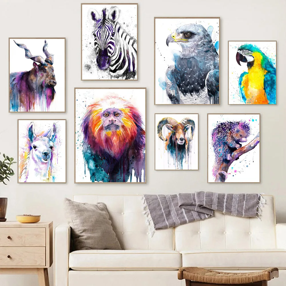 Nordic graffiti art abstract animal poster color printing canvas painting office living room corridor home decoration mural | Дом и сад