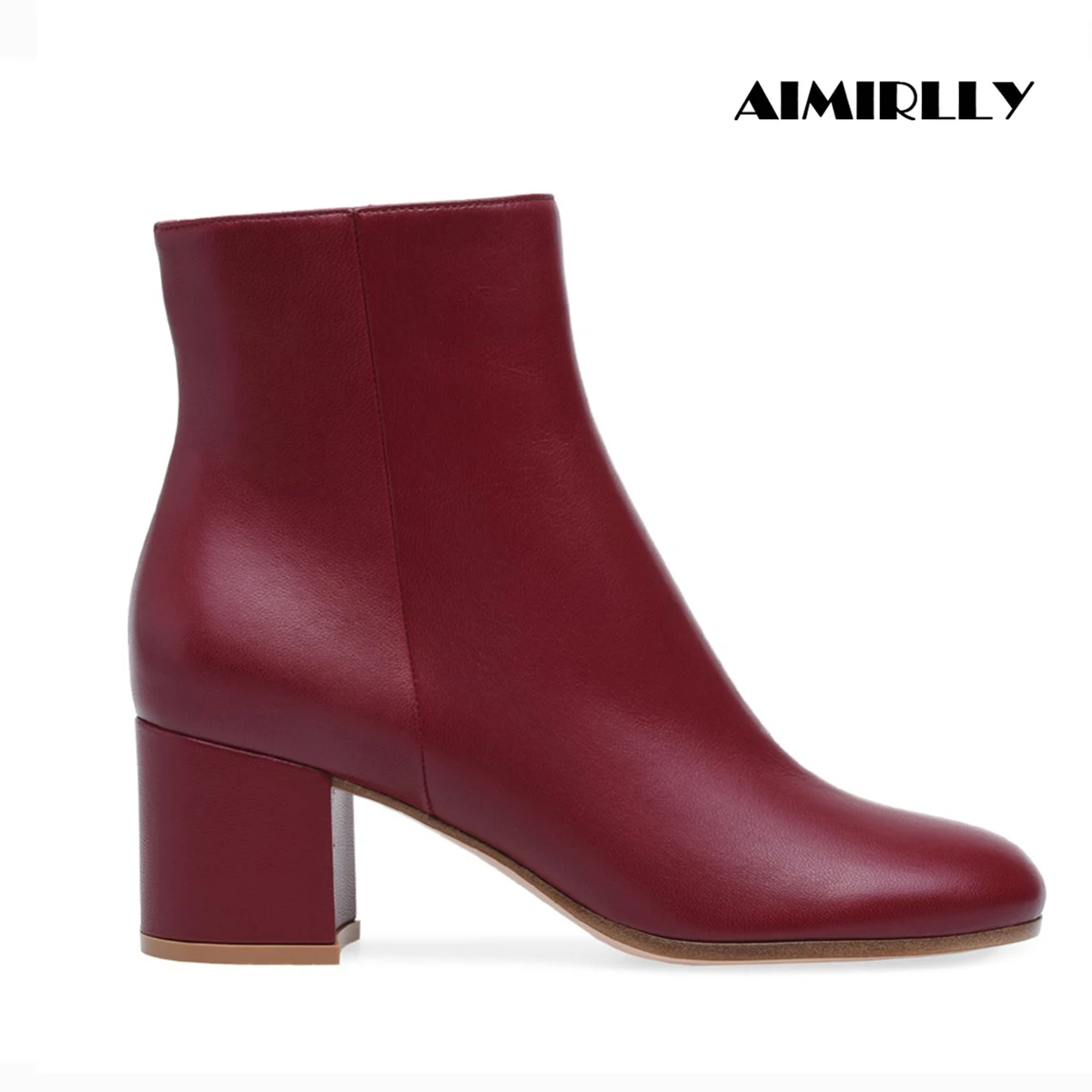 Женские ботильоны на среднем каблуке с круглым носком ботинки блочном