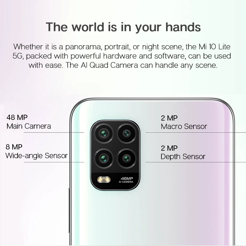 Глобальная версия Xiaomi Mi 10 Lite 5G смартфон 6 ГБ 64 Гб Snapdragon 76 67 'ɺmoled 48MP Quad камеры 4160