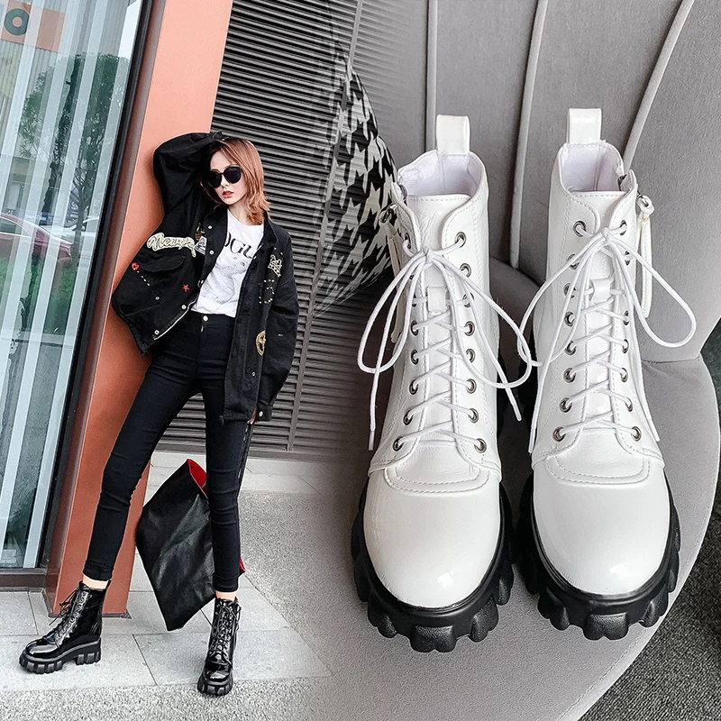 

ZETMTC 2019 New ankle boots for women lace up platform women's boots fashion ladies autumn winter boots shoes woman