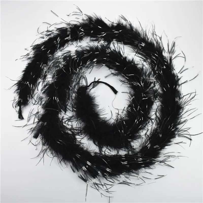 Отделка Боа Из Страусиных Перьев 2 м белый черный | Дом и сад