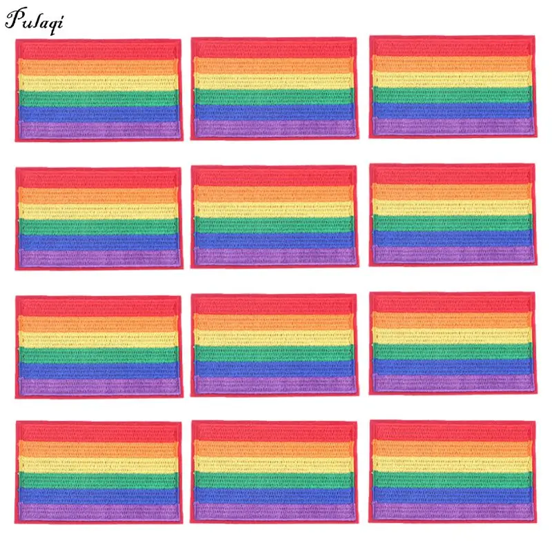 10 шт. радужные термонаклейки для одежды ЛГБТ Флаг Гей Гордость вышитые нашивки